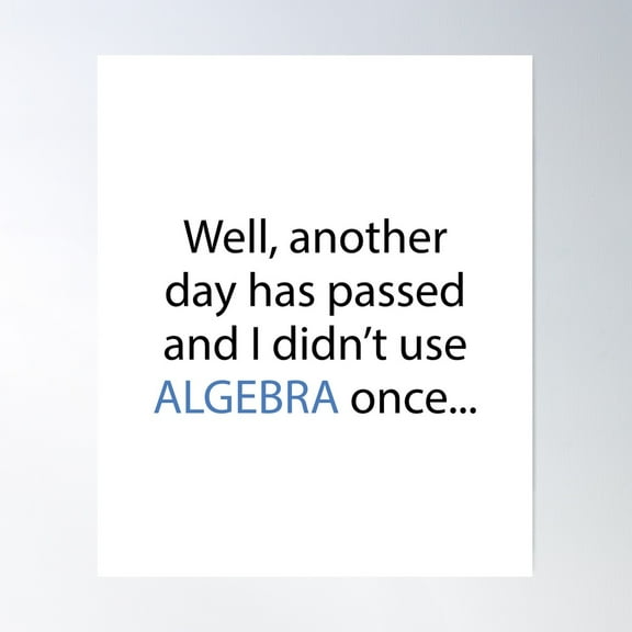 Didn'T Use Algebra Once Today Poster Wall Art, Modern Wall Decor For Living Room Bedroom, 12x18 UNFRAMED
