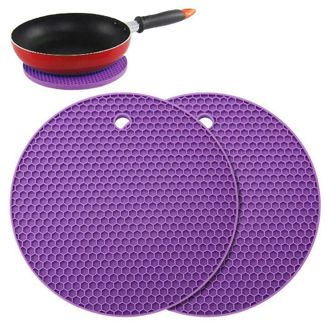 Dido 2pcs Silicone Pot Holders Multipurpose Round Pot Holders Trivets Jar Openers & Spoon Rests