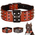 thumbnail image 1 of Didog 2" Wide Genuine Leather Studded Dog Collar for Medium Large Dogs, Heavy Duty Unique Rivet Pet Collars, 1 of 9
