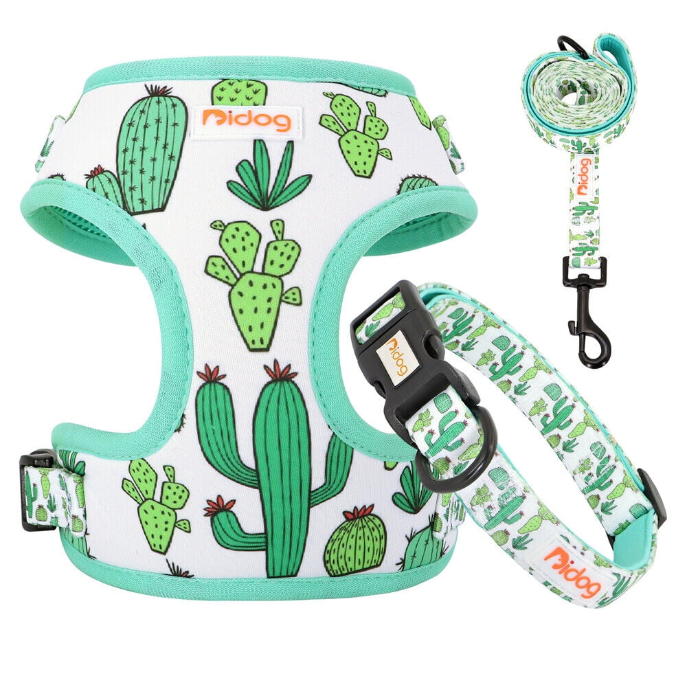 Didog 3pcs/set Cute Pet Dog Collar & Leash & Harness Soft Mesh Walking Vest Adjustable