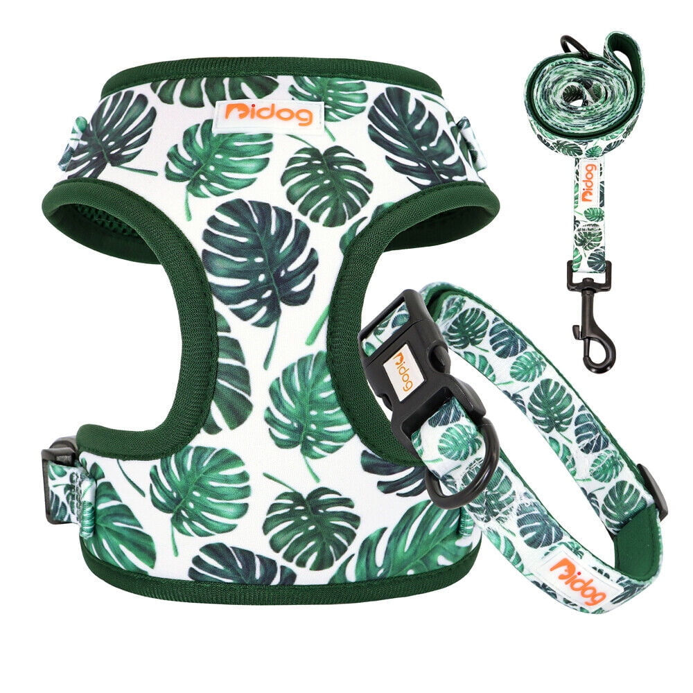 Didog 3pcs/set Cute Pet Dog Collar & Leash & Harness Soft Mesh Walking Vest Adjustable