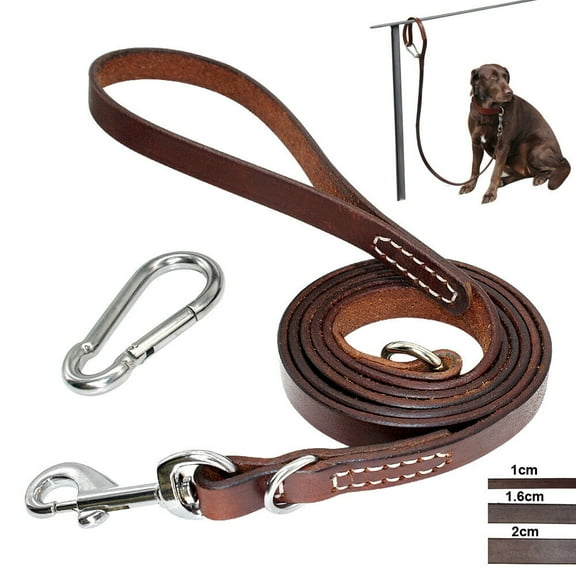 Didog 5/6ft Genuine Leather Dog Leash Heavy Duty Walking Training Lead for Medium Large Dogs