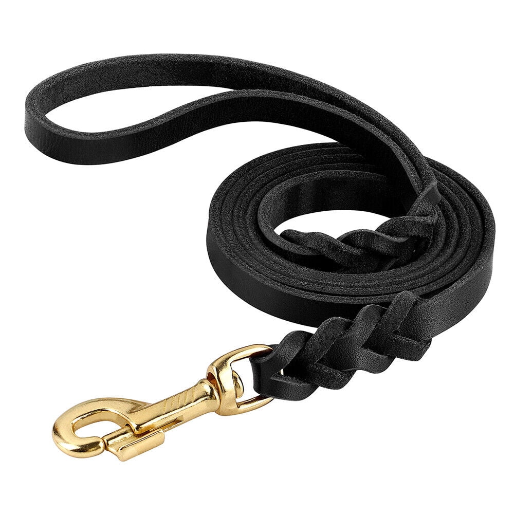 Didog 5ft Long Genuine Leather Dog Leash Fashion Braided Training Walking Leashes Heavy Duty for Large Breeds