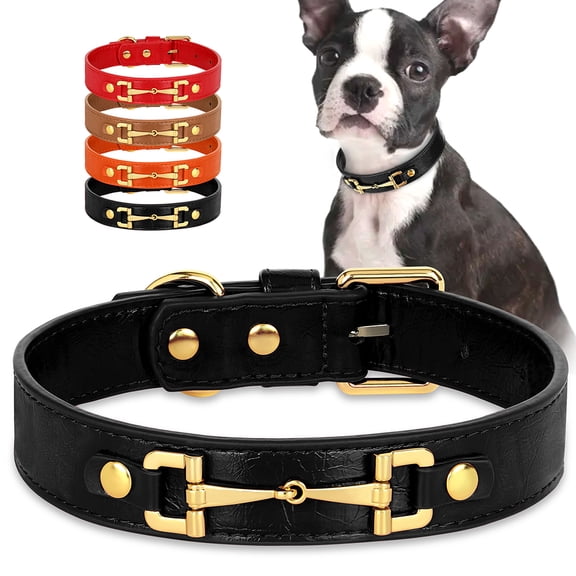 Didog Adjustable Pet Dog Collar with D ring Soft PU Leather for Small Medium Dogs S M L
