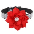 thumbnail image 1 of Didog Big Flower Studded Rhinestone Diamante Crystal Suede Leather Dog Collar for Girls Bling Puppy Necklace, 1 of 6