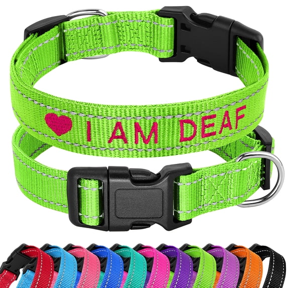 Didog Custom Personalized Dog Collar Embroidered Pet ID Name Number Reflective Nylon