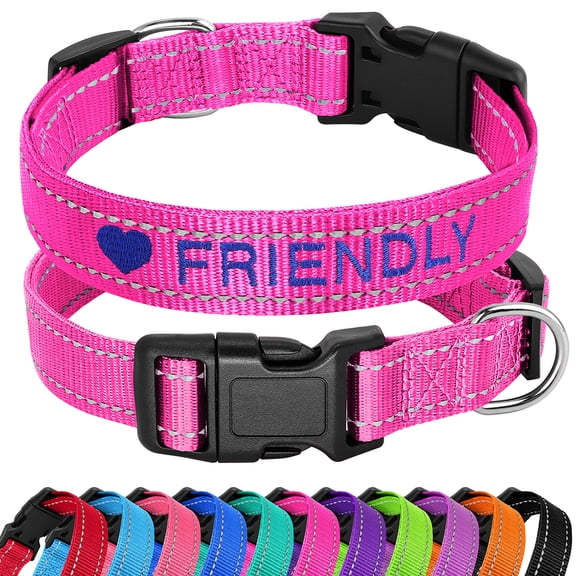 Didog Custom Personalized Dog Collar Embroidered Pet ID Name Number Reflective Nylon