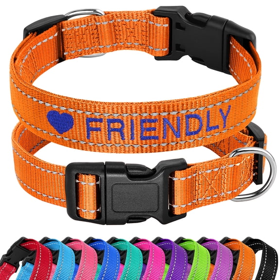 Didog Custom Personalized Dog Collar Embroidered Pet ID Name Number Reflective Nylon