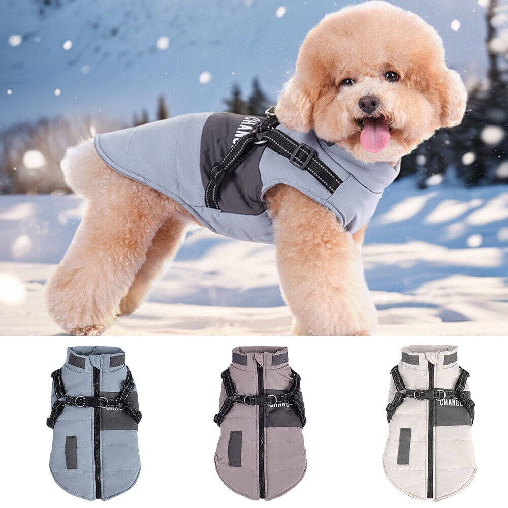 Didog Dog Jacket With Harness Warm Dog Clothes Waterproof Puppy Coat Chihuahua French Bulldog
