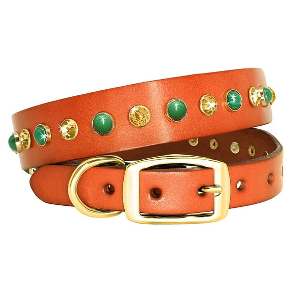 Didog Fashion Genuine Leather Dog Collar Bling Rhinestone Diamante for Small Dogs Cat Puppy Adjustable