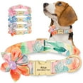 thumbnail image 1 of Didog Floral Nylon Personalised Dog Collar Custom Metal Buckle Adjustable Pet Necklace, 1 of 7
