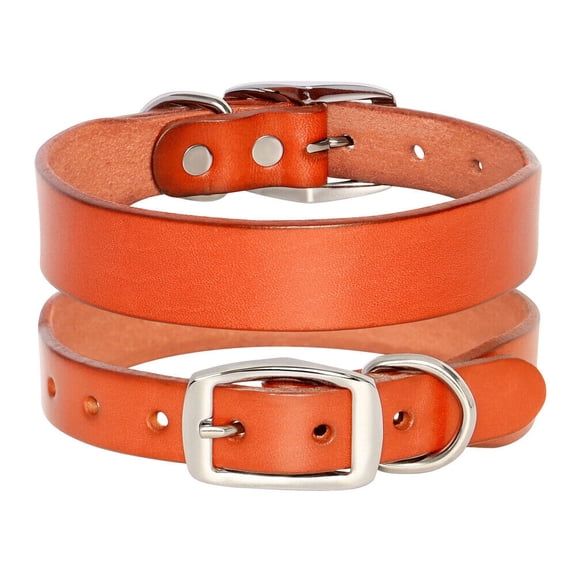 Didog Genuine Leather Dog Collar Adjustable Pet Collars Heavy Duty with Double D-Ring