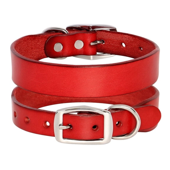 Didog Genuine Leather Dog Collar Adjustable Pet Collars Heavy Duty with Double D-Ring