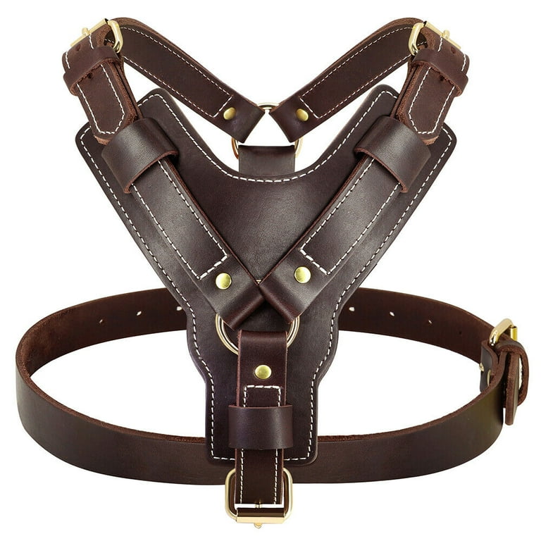 Didog Genuine Leather Dog Harness Heavy Duty Pet Vest for Large