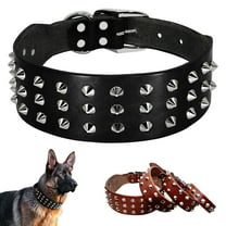 Didog Leather Dog Collar Studded Rivet Adjustable Heavy Duty for Small Medium Large Dogs Rottweiler Pitbull Black Brown