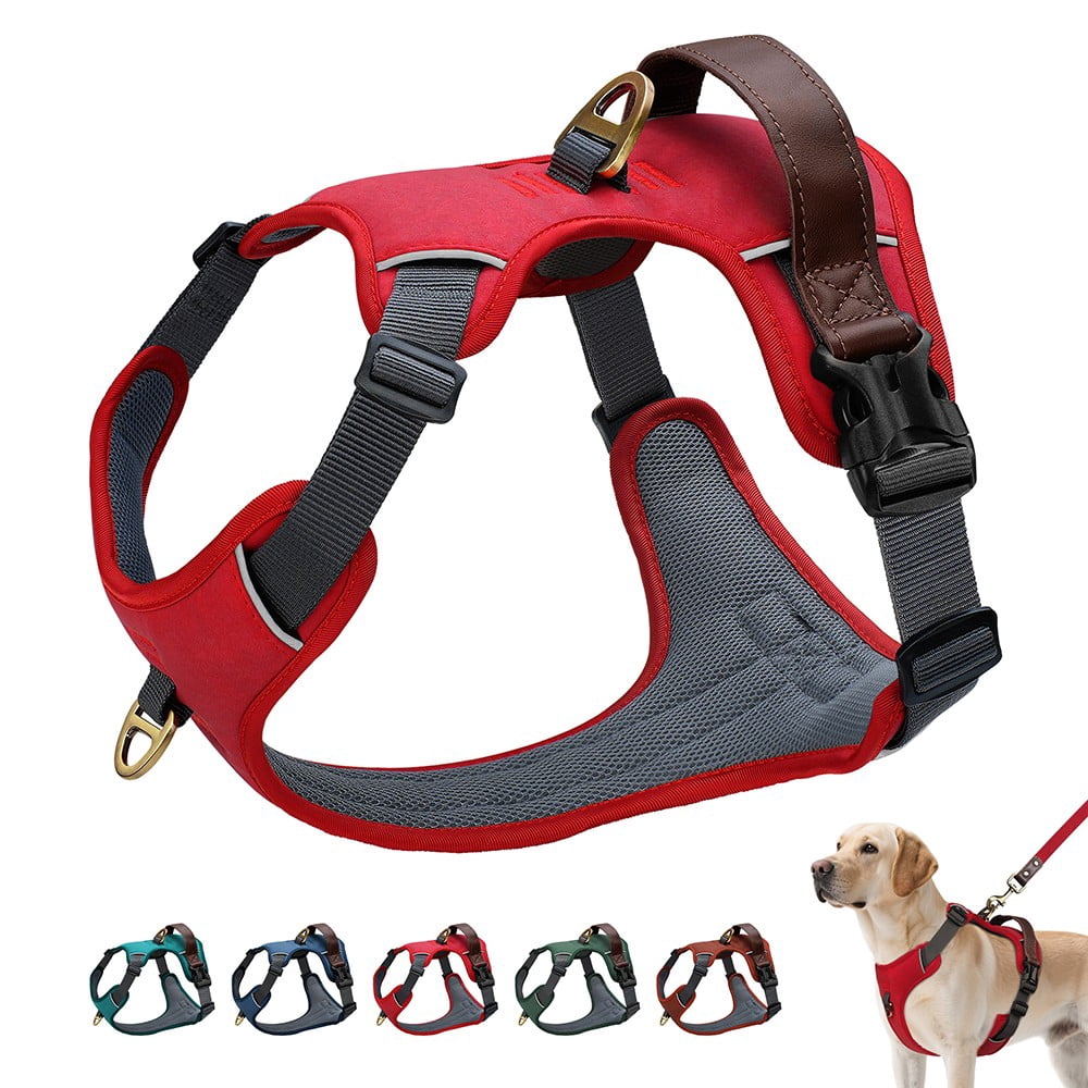 Didog No Pull PU Leather Dog Harness Adjustable Pet Sport Vest with Handle Quick Fit