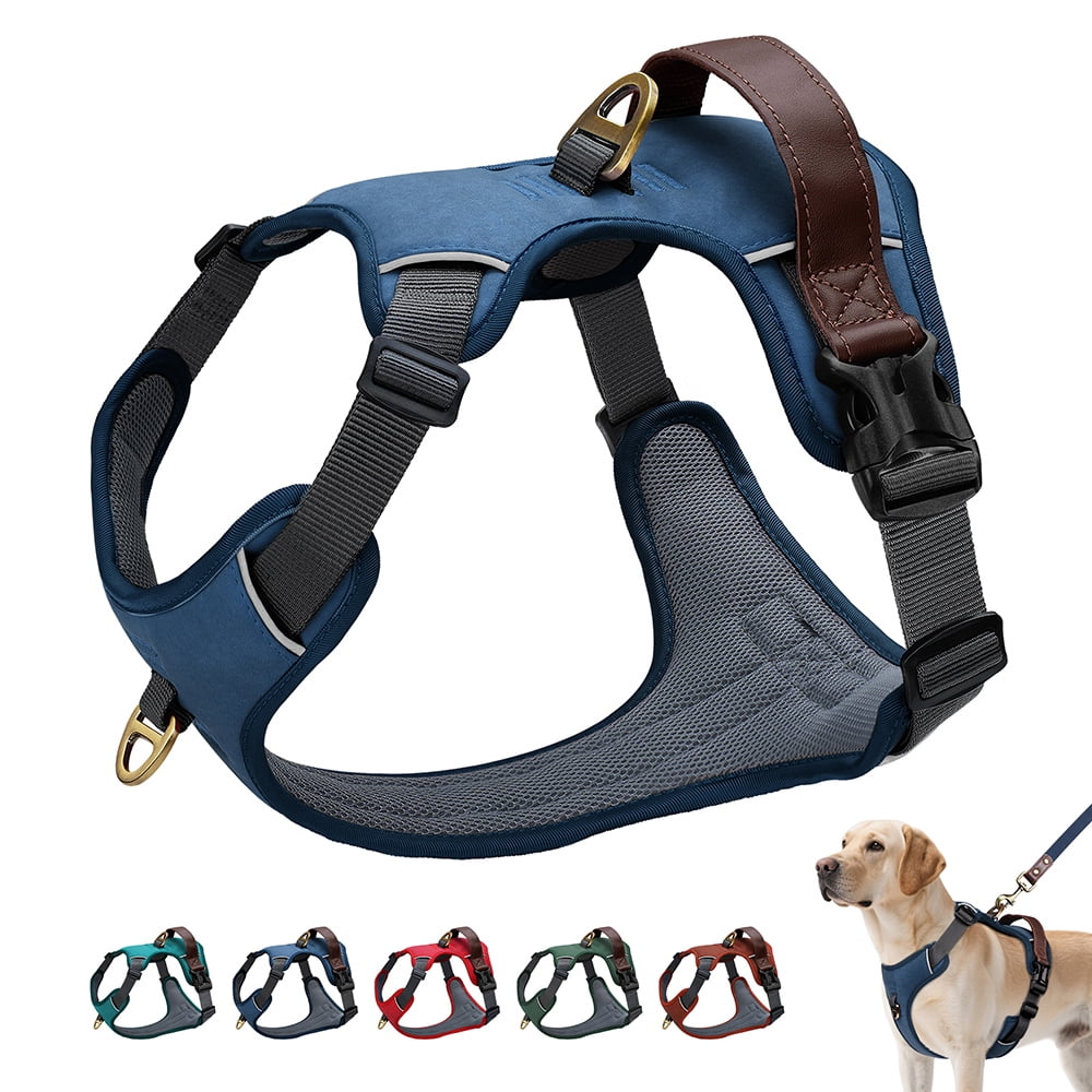 Didog No Pull PU Leather Dog Harness Adjustable Pet Sport Vest with Handle Quick Fit
