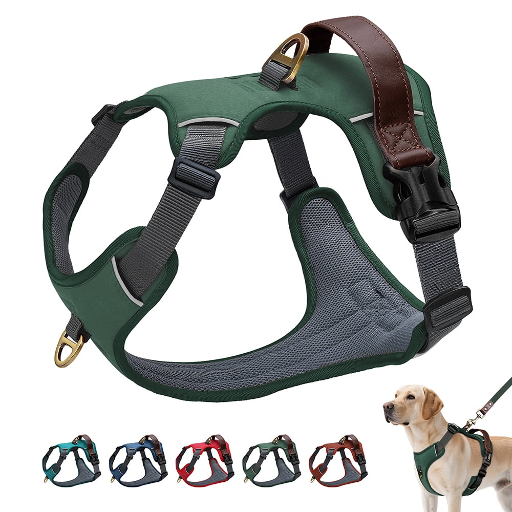 Didog No Pull PU Leather Dog Harness Adjustable Pet Sport Vest with Handle Quick Fit