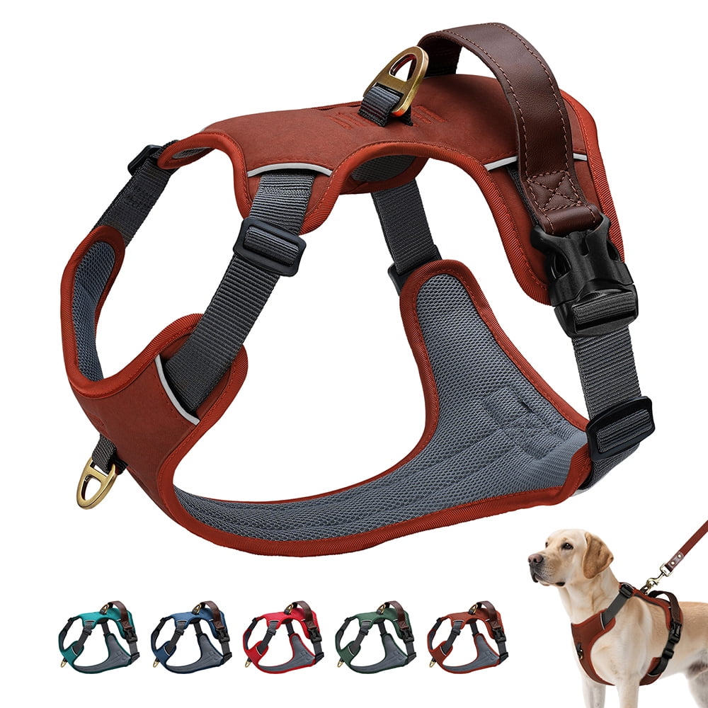 Didog No Pull PU Leather Dog Harness Adjustable Pet Sport Vest with Handle Quick Fit