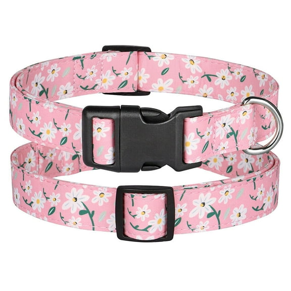 Didog Nylon Dog Collar Floral Flower Pattern Pet Collars Adjustable Padded for Small Medium Large Dogs
