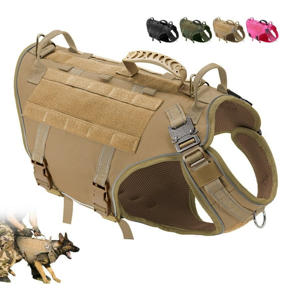 Didog Nylon No Pull Dog Harness Reflectiveet Dog Walking Training Molle Vest with Handle Adjustable Brown/Green/Black/Hot Pink