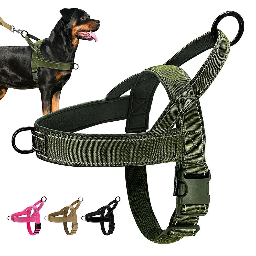 Didog Nylon No Pull Pet Dog Harness Reflective Front Clip Pet Walking Vest with Handle Black/Hot Pink/Brown/Green  For Medium Large Dogs