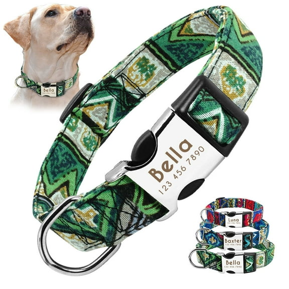 Didog Nylon Personalized Dog Collar Custom Engraved ID Nameplate for Small Large Dogs