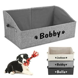 Metal Indestructible Dog Toy Bin Steel Dog Toy Basket with Handles Pet Toy Box Oval for Blankets Leashes Toys for Aggressive Chewers Pawprint Design Home Decor Silver Walmart