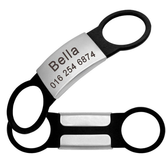 Didog Personalised Slide-On Dog ID Tags Rubber No Noise Stainless Steel Pet Cat Collar Tags Engraved