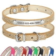thumbnail image 1 of Didog Personalised Small Dog Puppy Cat Collar Bling Glitter Soft Leather Engraved Name, 1 of 11