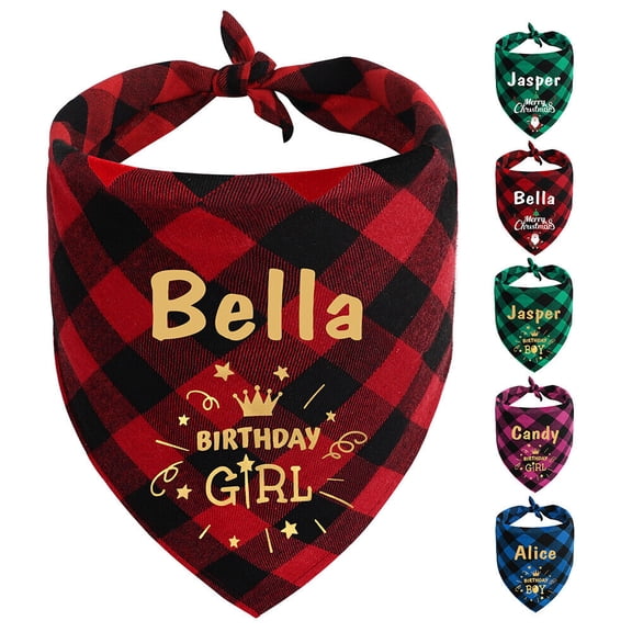 Didog Personalized Christmas Dog Bandana Triangle Custom ID Name Scarf Bib Neckerchief for Pet Birthday