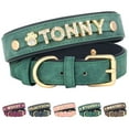 thumbnail image 1 of Didog Personalized Diamond Dog Collar with Golden Bling Rhinestone DIY Pet Name Letters and Charms, Soft Padded Leather Dog Collar with Durable Hardware for Small Medium Dogs, 1 of 7