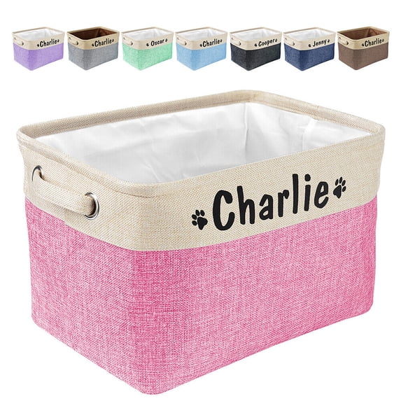 Didog Personalized Dog Cat Toy Storage Basket Cloth Home Organizer Carrier Bin & Handle