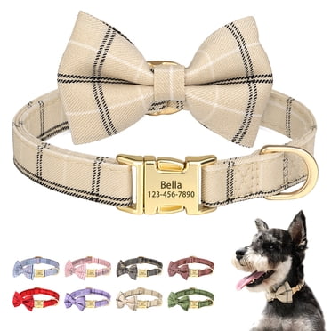 Personalised Tweed Dog Collar And Lead Set - Custom Engraved, Adjustable (S/M/L/XL)