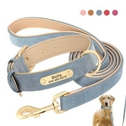 Didog Personalized Dog Collar and Leash set Soft Padded Leather for Small Medium Large Dogs Bulldog
