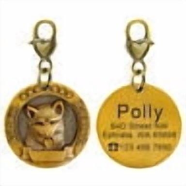 Didog Personalized Dog Tags 3D French Bulldog Custom Dog Name ID Collar Tag Gold Round