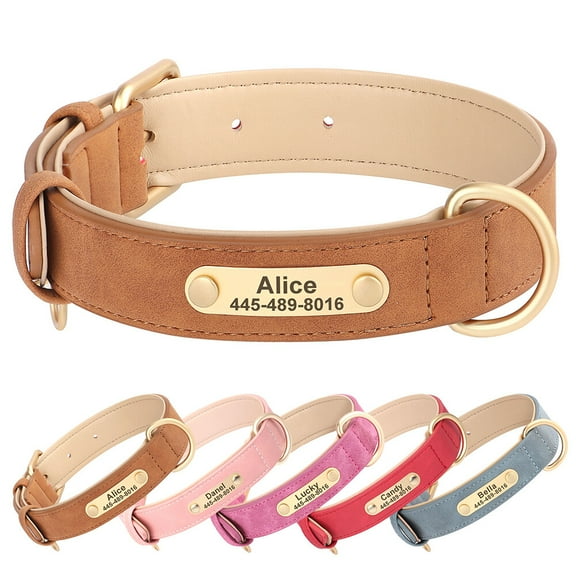 Didog Personalized Leather Cat Dog Pet Collar with Nameplate Custom Engraved for Dogs