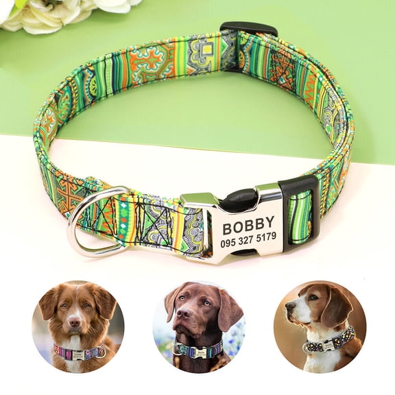 Didog Personalized Nylon Pet Dog Collar Engraved ID Name Adjustable Small Medium Large