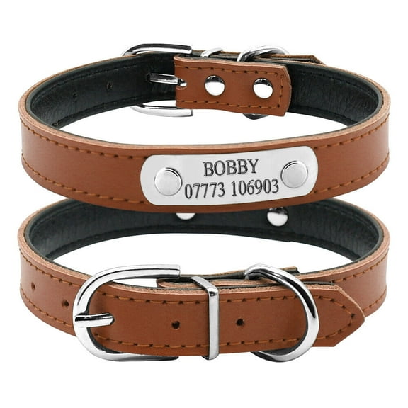 Didog Personalized PU Leather Small Dog Collar Free Engraving Cat Pet Puppy ID Name Number