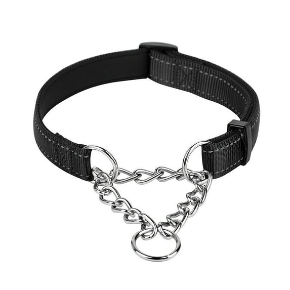Didog Reflective Martingale Dog Collar Nylon Half Choke Check Chain for Pet Training with Comfortable Neoprene Padded Handle