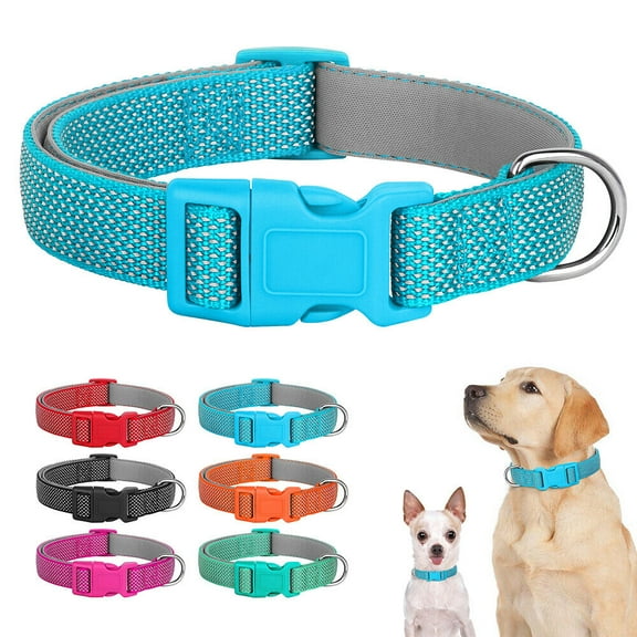 Didog Reflective Nylon Dog Collar Soft Padded Pet Puppy Collars Adjustable Necklace
