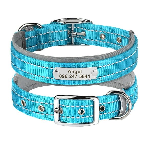 Didog Reflective Soft Padded Nylon Personalized Dog Collar Adjustable Name & Number Engraved for Small/Large Dogs