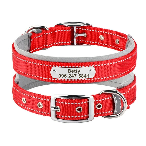 Didog Reflective Soft Padded Nylon Personalized Dog Collar Adjustable Name & Number Engraved for Small/Large Dogs