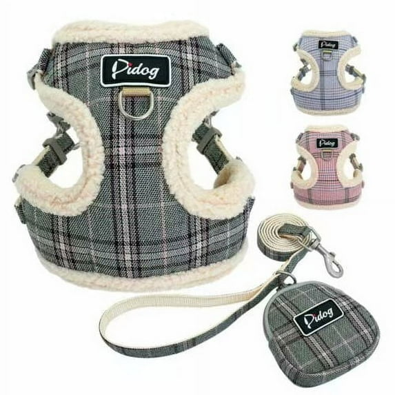 Didog Soft/Cosy Dog Vest Harness and Leash Set with Cute Bags,No Pull Escape Proof Breathable Mesh Dog Harness,Fit Walking Small Dogs, Cats(Gray,M)