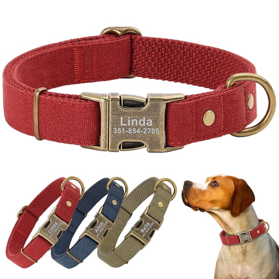 Didog Soft Nylon Personalized Dog Collar Metal Name Buckle Engraved Adjustable S M L