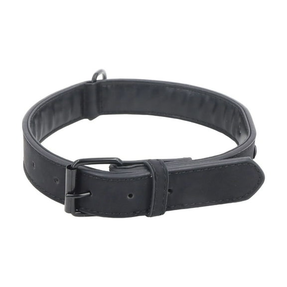 Didog Soft Padded Leather Dog Collar - Breathable Heavy-Duty Leather Collar with Adjustable Rustproof Metal Buckle - For Small Medium Large Dogs, Black