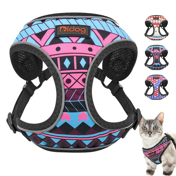Didog Step-in Breathable Mesh Pet Puppy Dog Harness Reflective Escape Proof Cat Walking Vest Adjustable for Small Medium Dogs Blue/Hot Pink/White