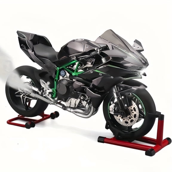Die Cast Motorcycle Model 1:6 Scale Kawasaki H2R Motorcycles Alloy Racing Motorcycles Model with Sounds & Light & Exhaust Spray, Perfect for Motorcycles Collection, Birthday Gifts (Black)