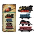 thumbnail image 1 of Die-Cast Steam Train Toy Set for Kids – Classic Alloy Front Engine with 3 Carriages, Regenerative Pull-Back Locomotive Model, Mini Vintage Railway Toy for Boys & Girls, 1 of 5