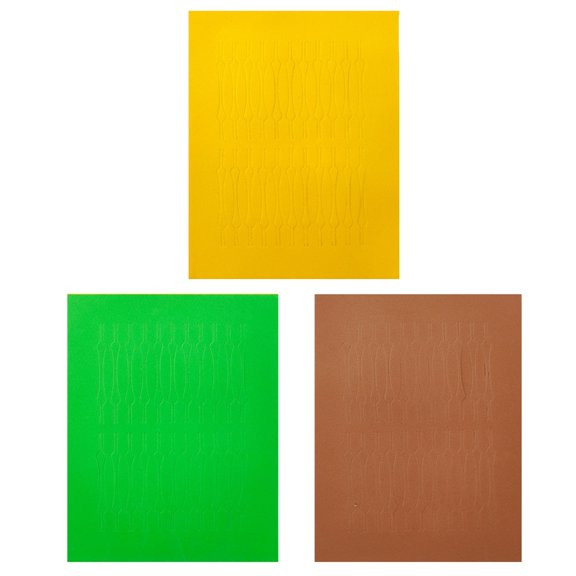 Die-Cut Fly Tying Body Sheets for Terrestrial Insect Work, Soft Yellow Green Brown Sheet Set with 22 Count Per Sheet for
